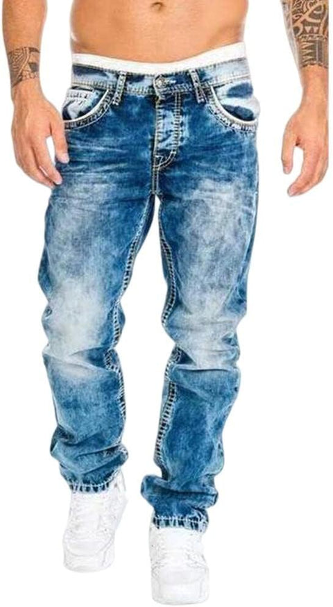 Men's Relaxed-Fit Stonewashed Denim Jeans