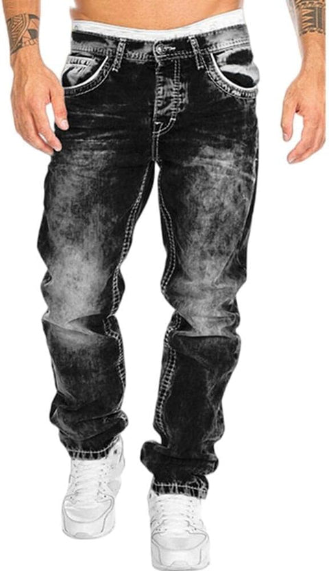 Men's Relaxed-Fit Stonewashed Denim Jeans