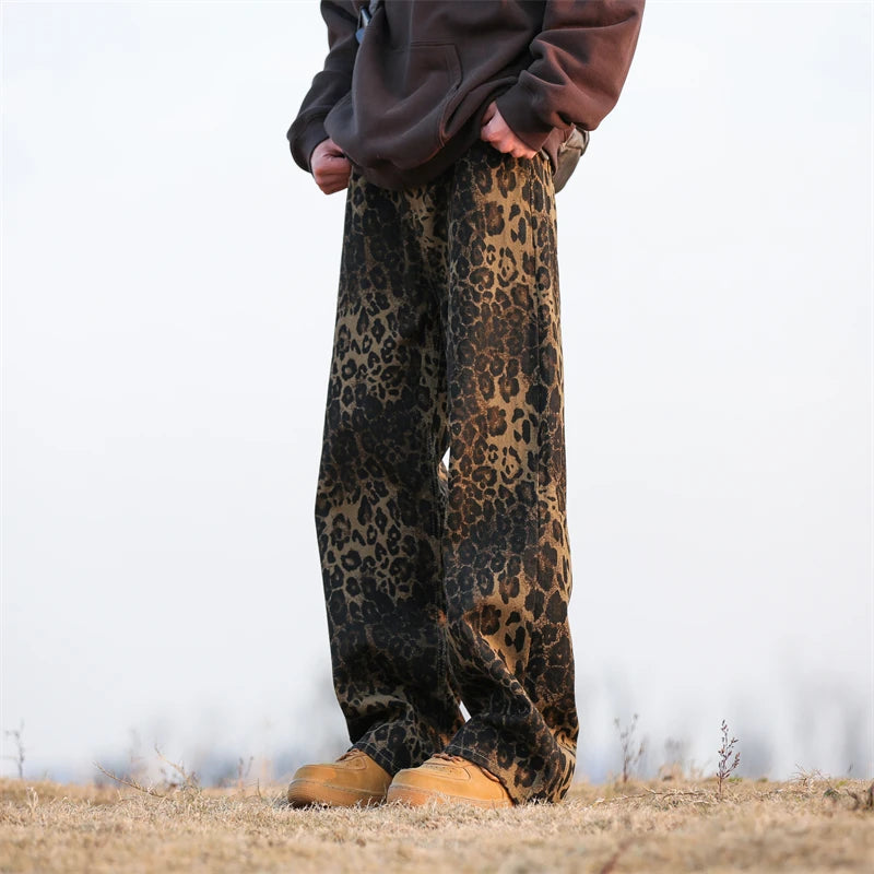 Leopard Print Straight Wide Leg Jeans– NouvéExpress
