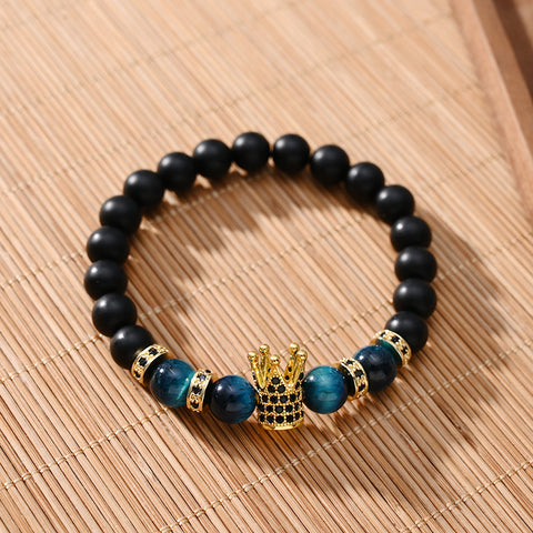 Copper Micro Inlaid Crown Bracelet - Natural 8MM