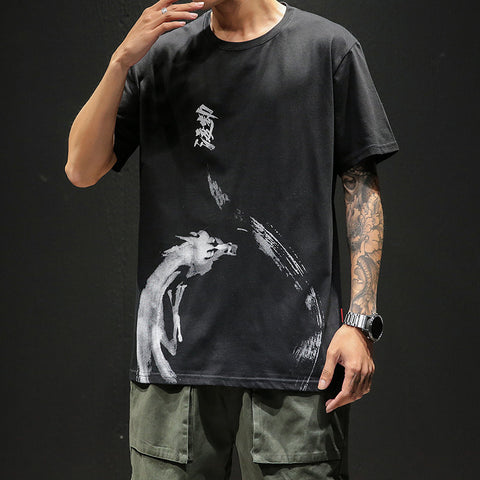 Camiseta extragrande con tinta cepillada para hombre