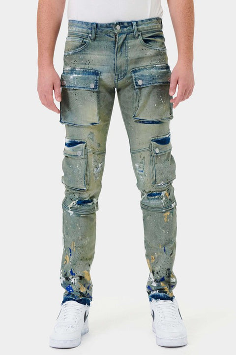 [LIMITED EDITION] First Row L.A. - Multi Cargo Slim Straight Denim Jeans