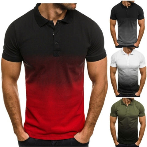 Men's Slim-Fit Gradient Print POLO T-Shirt