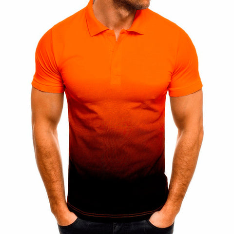 Men's Slim-Fit Gradient Print POLO T-Shirt