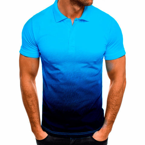 Men's Slim-Fit Gradient Print POLO T-Shirt