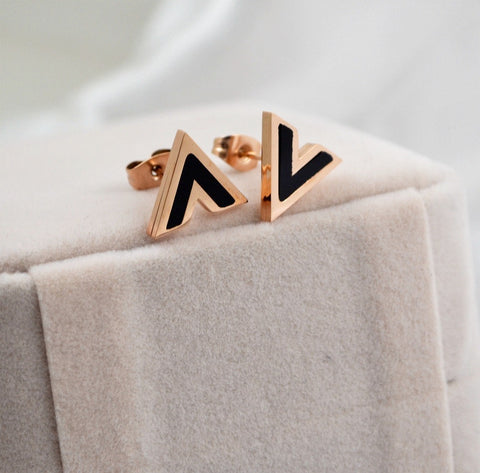 V-Shaped Black Earrings