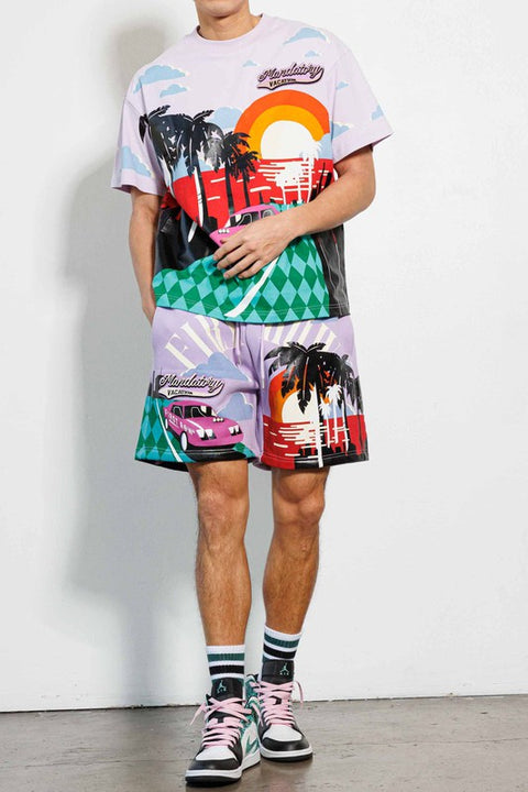 NEW FIRST ROW Mandatory Vacation Graphic Shorts