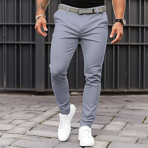 Men's Solid Color Casual Slim Fit Trousers