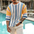 NEW Men's Summer Leisure Half-Sleeve Striped Pullover