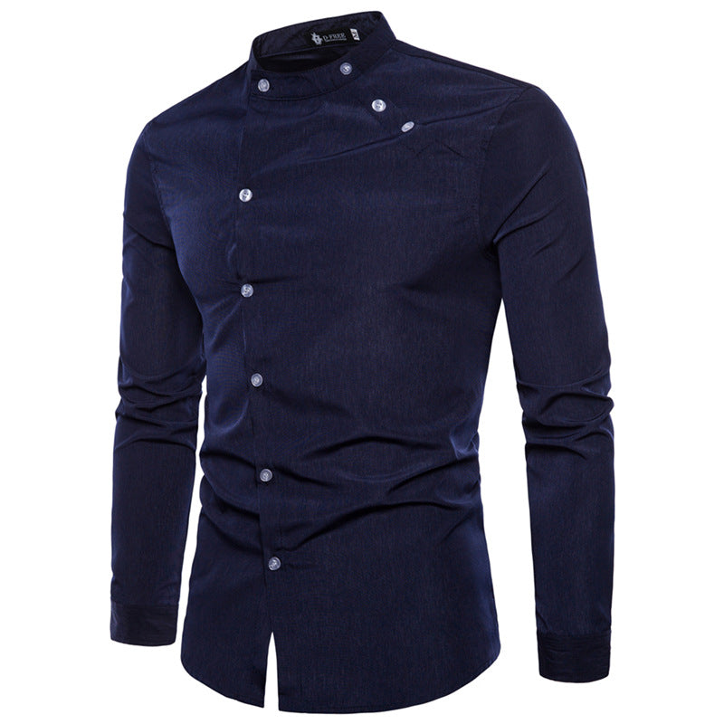 Chemise Boutonnée Express Pour Homme – Manches Longues – Taille L (étiquetée M) – Bleu – Occasion Très Bon état