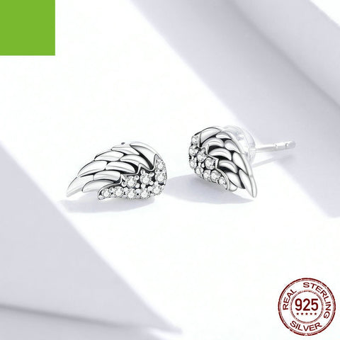 S925 Sterling Silver Wings Earrings Hypoallergenic