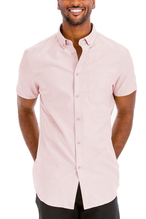 WEIV Men's Casual Short Sleeve Solid Shirt