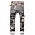 Men's Checkered Patch Pattern Straight Fit Jeans