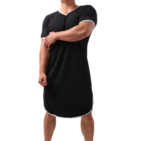 Men's Short Sleeve Cotton Onesie Sleep Robe