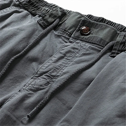 Men's Camo Trim Multi-Pocket Drawstring Cargo Pants