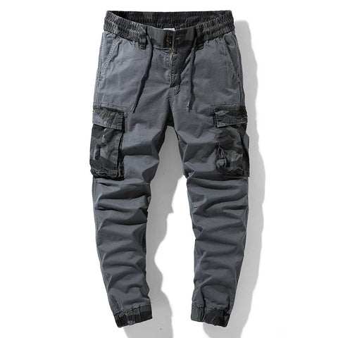 Men's Camo Trim Multi-Pocket Drawstring Cargo Pants