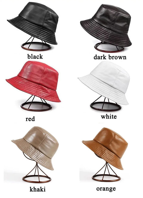 YOUNI Unisex Genuine Sheepskin Bucket Hat