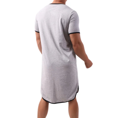 Men's Short Sleeve Cotton Onesie Sleep Robe