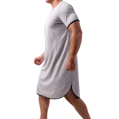 Men's Short Sleeve Cotton Onesie Sleep Robe