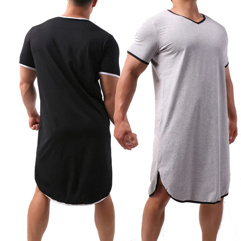 Men's Short Sleeve Cotton Onesie Sleep Robe