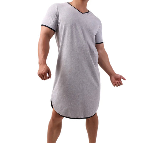 Men's Short Sleeve Cotton Onesie Sleep Robe