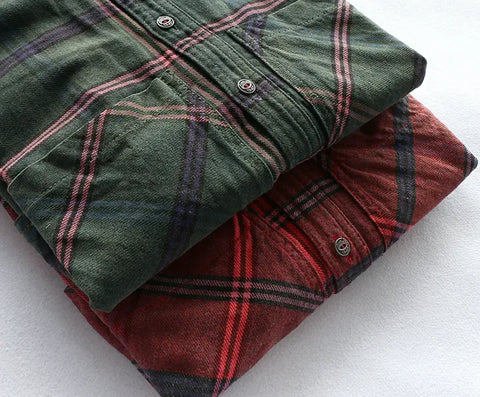 Men's Plaid Versatile Cotton Long Sleeve Shirt