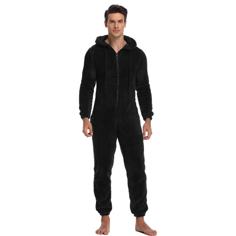 Men's Warm Teddy Fleece Hooded Onesie