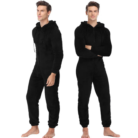 Men's Warm Teddy Fleece Hooded Onesie
