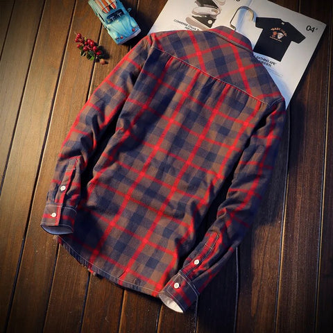 Men's Warm Fleece Lined Plaid Flannel Shirt