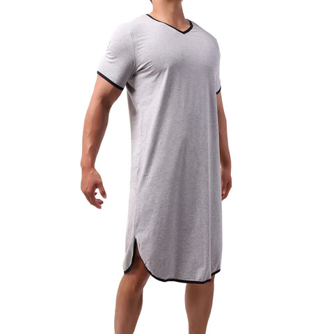 Men's Short Sleeve Cotton Onesie Sleep Robe