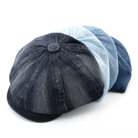 Casquette Gavroche en Denim Style Rétro