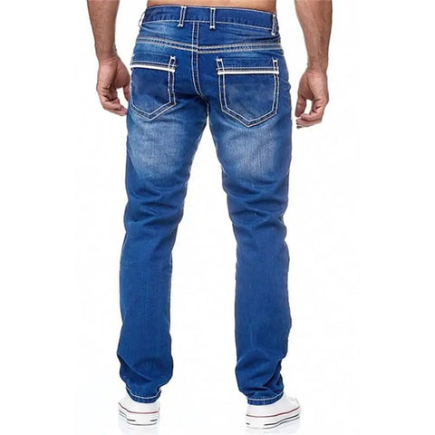 Men's Classic Straight Cut Washed Denim Jeans