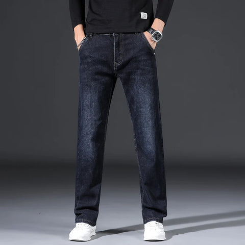 Classic Fleece Lined Volcanic Denim Straight Jeans