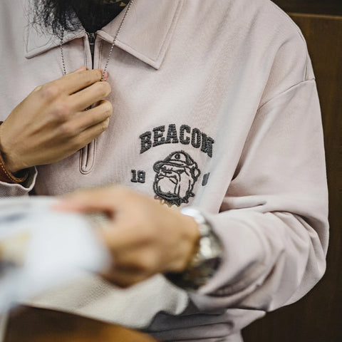 AMEKAJI Beacon 1989 Embroidered Half-Zip Sweatshirt