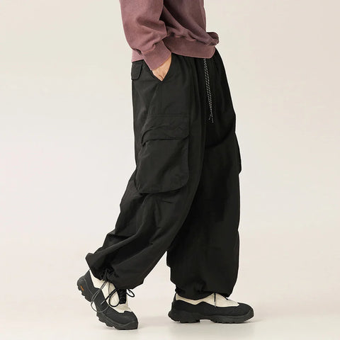 AMERICAN CASUAL Drawstring Parachute Cargo Pants