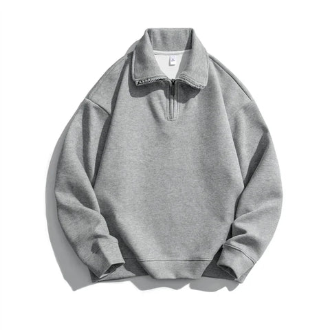 LEGIBLE Half-Zip Turn Down Collar Sweatshirt