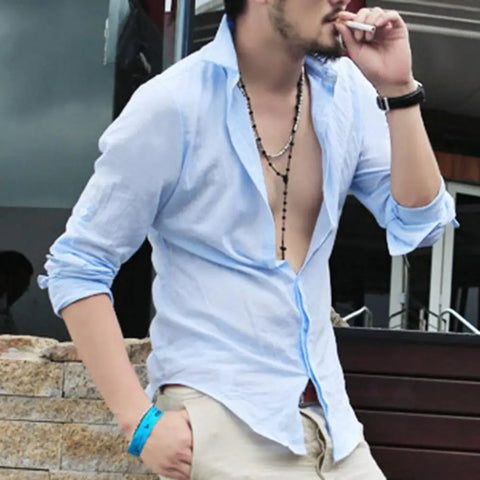 Men's Single-Breasted Casual Light Shirt