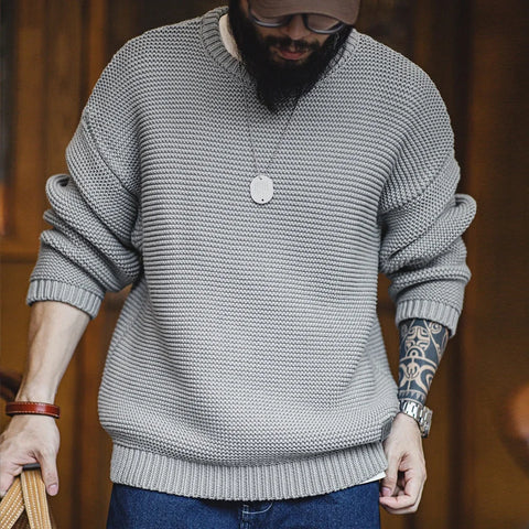 AMEKAJI Purl Stitch Heavyweight Knitted Sweater