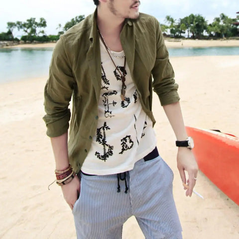 Men's Single-Breasted Casual Light Shirt