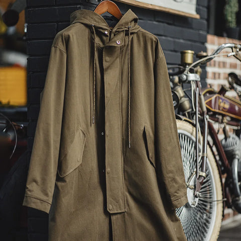 AMEKAJI Retro M51 Hooded Mid-Length Wind Coat