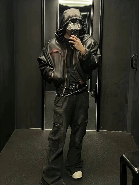 NEW THUG CLUB Insulated Heavyweight Cotton Leather Jacket