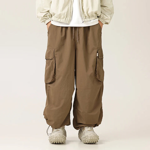 AMERICAN CASUAL Drawstring Parachute Cargo Pants