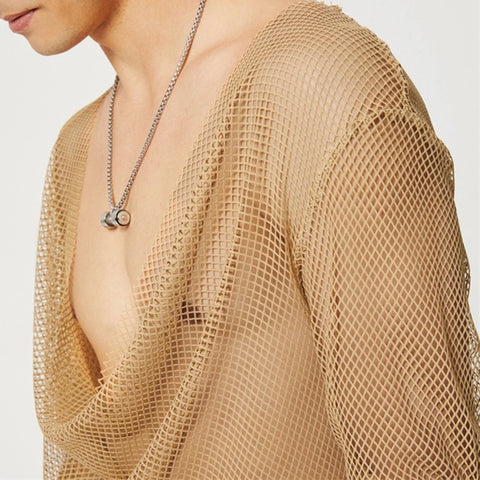 COZOK Haut coupe basse en maille à manches longues pour hommes