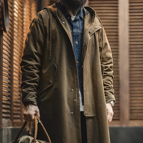 AMEKAJI Retro M51 Hooded Mid-Length Wind Coat