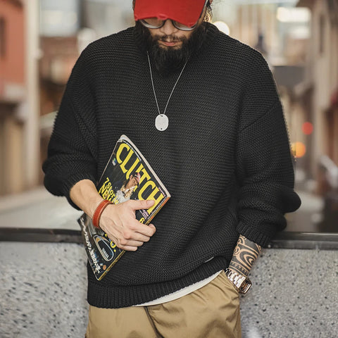 AMEKAJI Purl Stitch Heavyweight Knitted Sweater