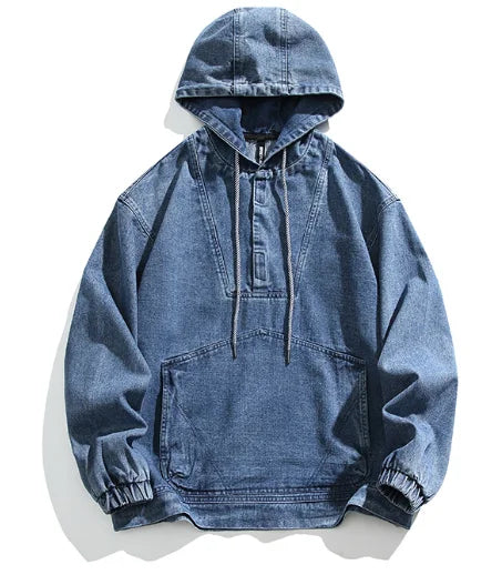 ORDERLINE Retro Denim Pullover Hoodie– NouvéExpress