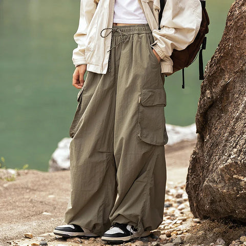 AMERICAN CASUAL Drawstring Parachute Cargo Pants