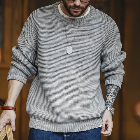 AMEKAJI Purl Stitch Heavyweight Knitted Sweater