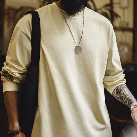 UNCLEFU Pin-Up-Girl Back-Print Long-Sleeve T-Shirt