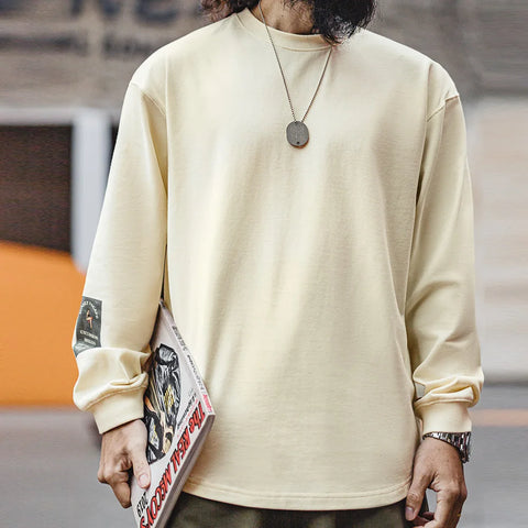 UNCLEFU Pin-Up-Girl Back-Print Long-Sleeve T-Shirt